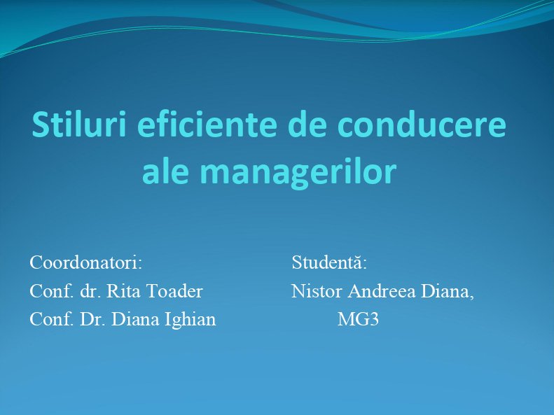 Stiluri eficiente de conducere ale managerilor