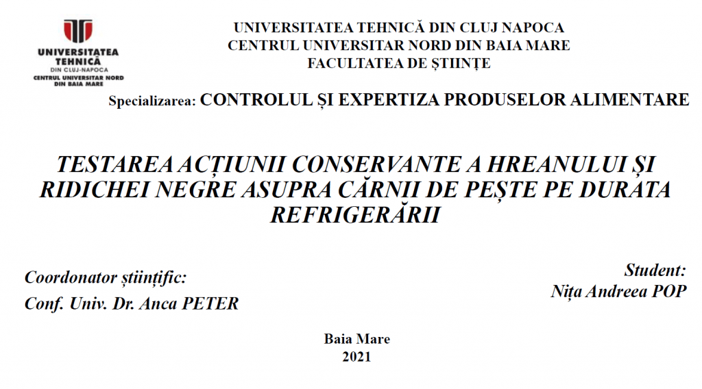 TESTAREA ACȚIUNII CONSERVANTE A HREANULUI ȘI RIDICHEI NEGRE ASUPRA CĂRNII DE PEȘTE PE DURATA REFRIGERĂRII
