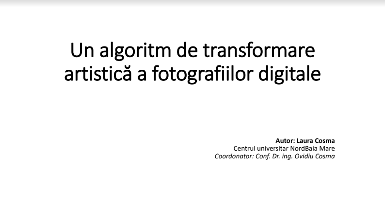 Un algoritm de transformare artistică a fotografiilor digitale